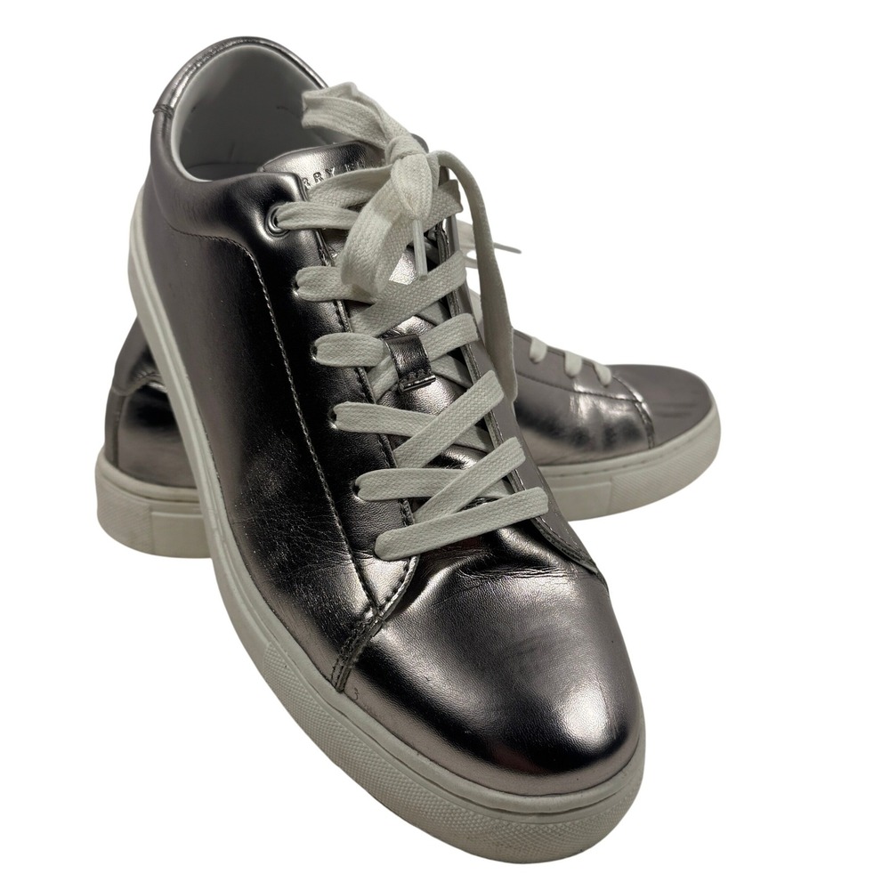 Perry Ellis Portfolio Vincent 2.0 Men Sneakers Silver Metallic Lace-Up Size 10.5